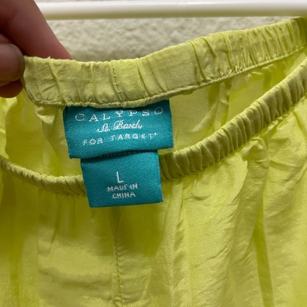 Calypso St. Barth chartreuse silk blend pajama shorts & tank top set - Picture 5 of 9